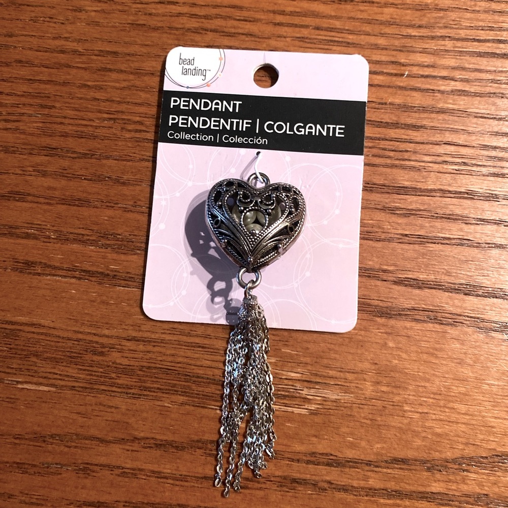 Silver Heart Pendant with Tassel